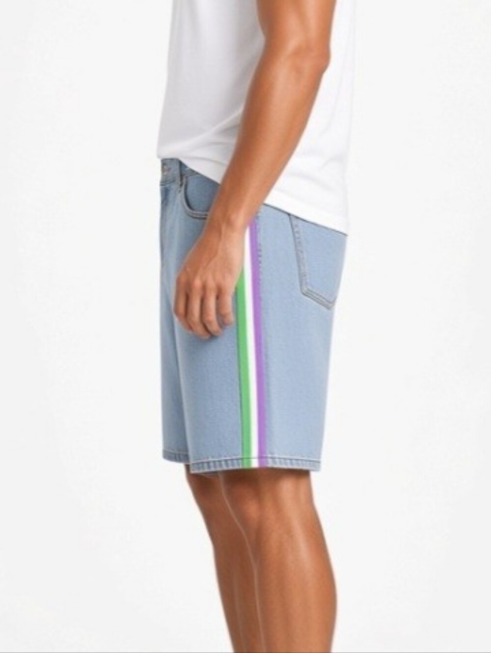 NWT Target Unisex LBGTQ PRIDE Light Blue Denim Shorts (LARGE )
